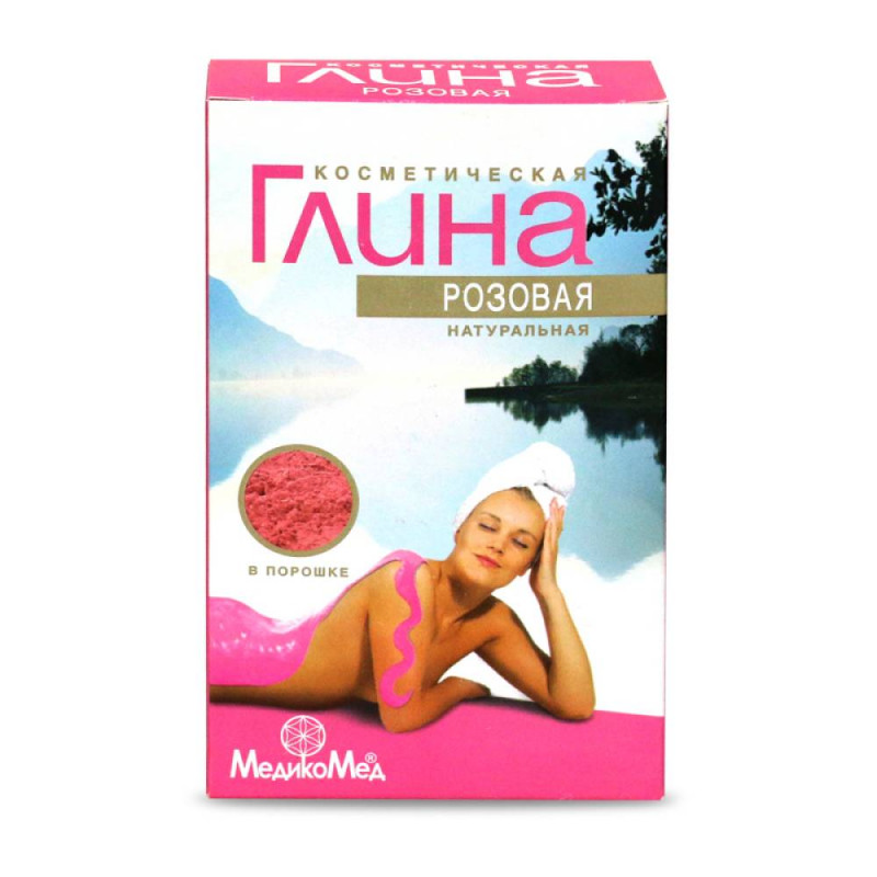 Глина розовая косметическая 100 г, "МедикоМед®", коробочка